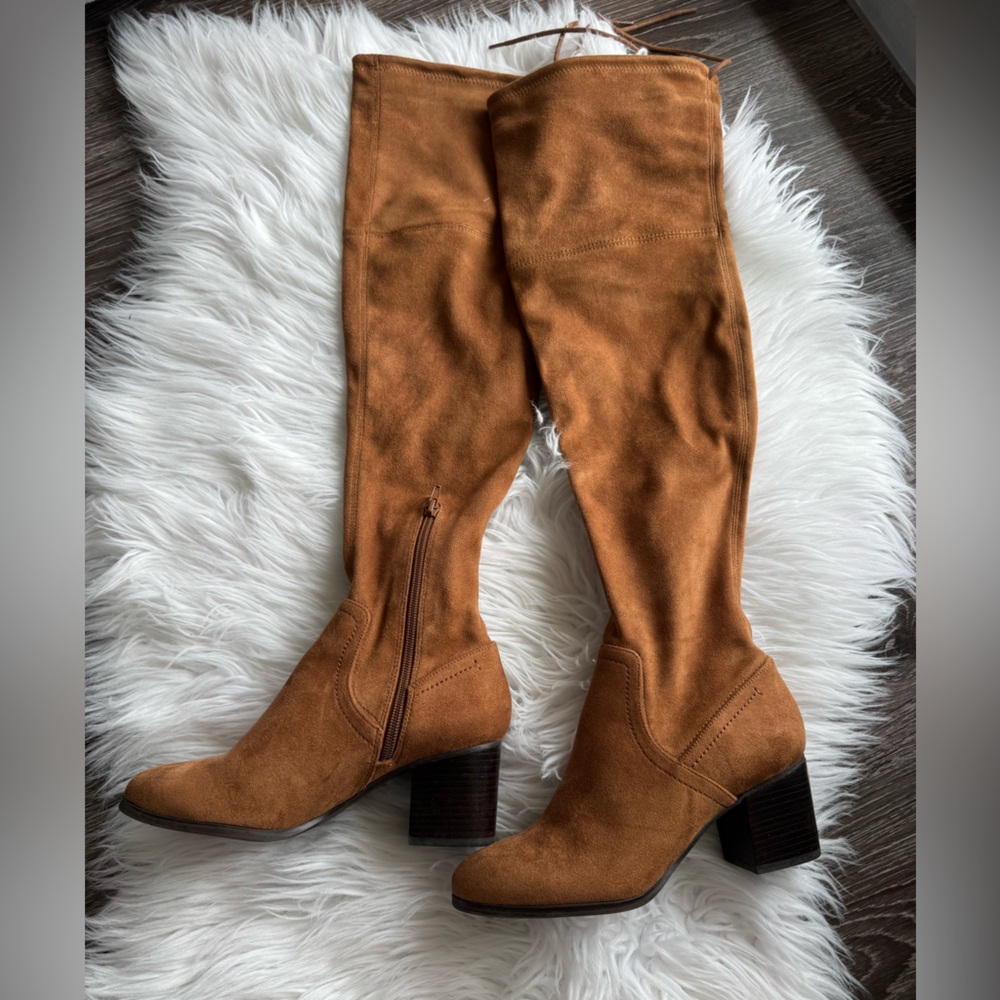 Aldo Women’s Over-the-Knee Block Heel Boot in Cognac